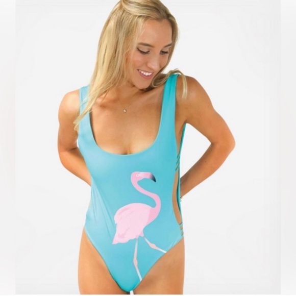 NEW! Kenny Flowers The South Beach Reversible 1 Piece Swimsuit Flamingo SZ S, M - Picture 5 of 13